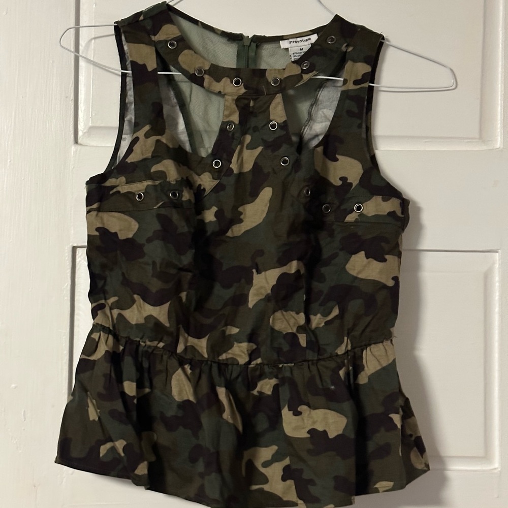 Camouflage Sleeveless Top